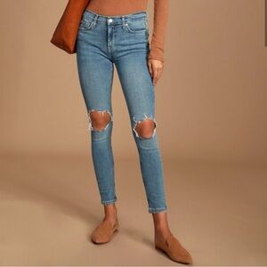 Free People busted knee high rise skinny jeans